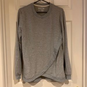 Latched Mama Nursing Pullover Medium - Grey and White Stripe